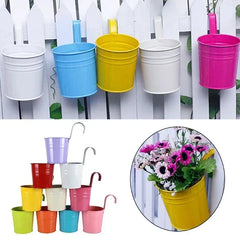 10-Color Metal Iron Flower Wall Hanging Planter Pots – Balcony & Garden Succulent Baskets