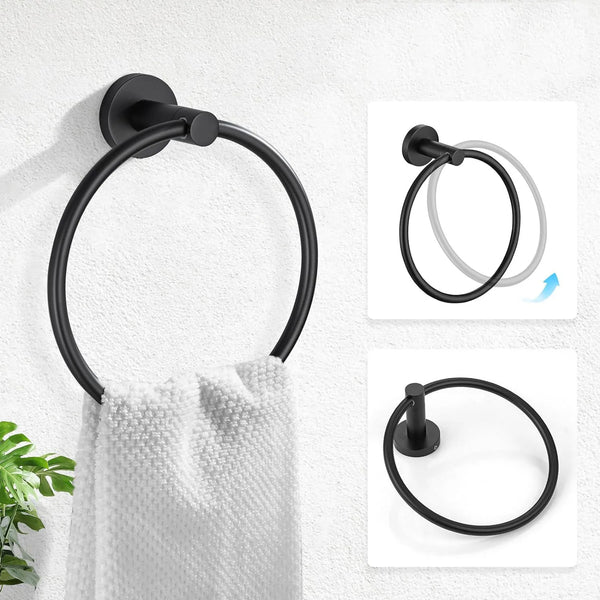 Black Stainless Steel Bathroom Hardware Set – Wall Mounted 4-Piece Kit