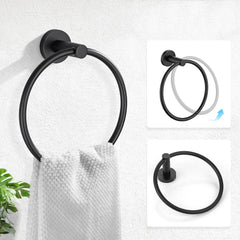 Black Stainless Steel Bathroom Hardware Set – Wall Mounted 4-Piece Kit