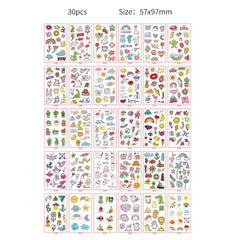 30pcs Temporary Tattoos for Children Unicorn Mermaid Car Fruit Cartoon Tattoo Stickers for Hand Body Fake Tattoo Waterproof
