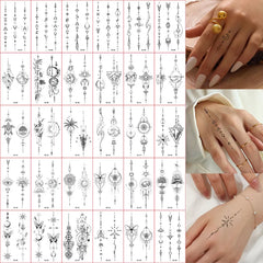 30Pcs Black Flower & Butterfly Temporary Tattoos