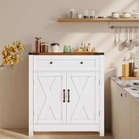 51" Sideboard Buffet Cabinet with Storage, Large Coffee Bar Cabinet with Drawers, Doors and Charging Station