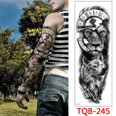 Waterproof Full Arm Temporary Tattoo Sleeve – Dragon, Skull, Tiger, Wolf Designs