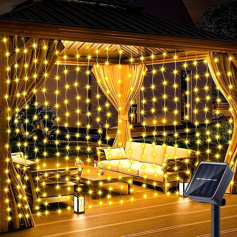 Solar Curtain Fairy Lights – Outdoor Waterproof String Light Garland