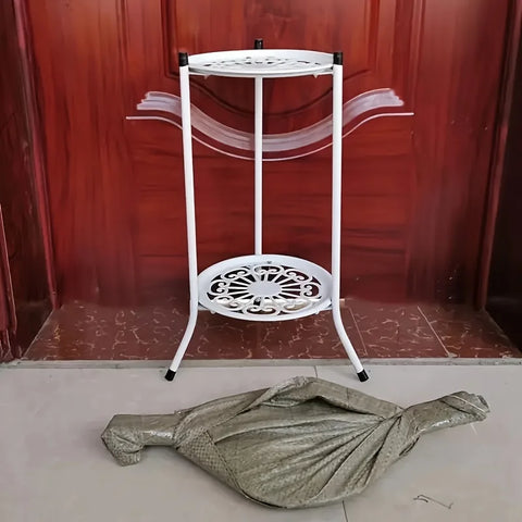 2-Tier Tall Metal Plant Stand – Indoor & Outdoor Plant Shelf Rack