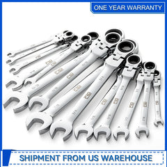 Prostormer 14-Piece Flex Head Ratcheting Wrench Set – SAE 1/4" to 7/8", Cr-V Steel with Rack