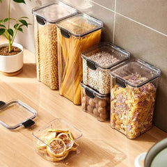 Sealed Jars Kitchen Grain Organizer – Large Moisture‑Proof Plastic Storage Set