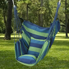 200KG Capacity Canvas Hammock Chair – Thick Striped Swing Seat with Storage Bag