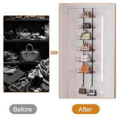 6-Tier Over-the-Door Metal Purse Organizer