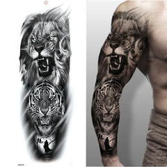 Waterproof Full Arm Temporary Tattoo Sleeve – Dragon, Skull, Tiger, Wolf Designs