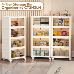 23Qt 4-Tier Folding Storage Bins with Lids