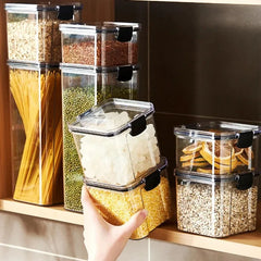 Sealed Jars Kitchen Grain Organizer – Large Moisture‑Proof Plastic Storage Set