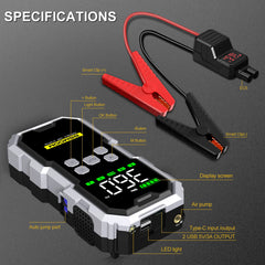 150PSI Air Pump Car Battery Emergency Boosters 7000A Car Jump Starter Power Bank Portable Starting Device Car Starter