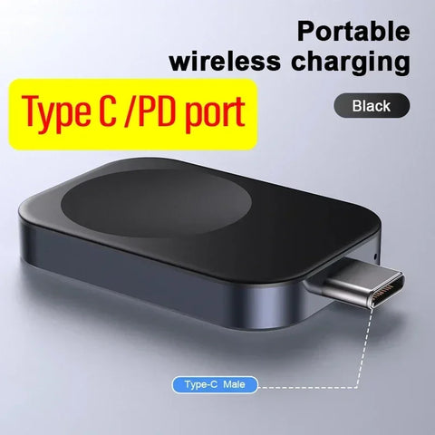 Smart Watch Wireless Charger Mini Type-C Male/Female Charge Pad for Apple Watch 10/9/8/7/6/5/4/3/2 Series SE Fast Charging Dock