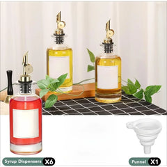 Set of 6 Glass Olive Oil & Syrup Dispenser Bottles