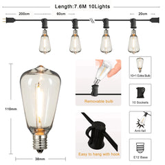 ST38 Outdoor String Lights – Connectable, Shatterproof, Waterproof LED Garland