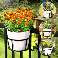 3-Pack Iron Art Hanging Flower Pots with Hooks – Metal Plant Baskets for Balcony