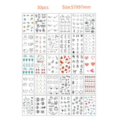 30pcs Temporary Tattoos for Children Unicorn Mermaid Car Fruit Cartoon Tattoo Stickers for Hand Body Fake Tattoo Waterproof