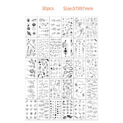 30pcs Temporary Tattoos for Children Unicorn Mermaid Car Fruit Cartoon Tattoo Stickers for Hand Body Fake Tattoo Waterproof