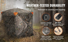 VEVOR Hunting Blind, 270° See Through Ground Blind, 2-3 Person Pop Up Deer Blind for Hunting with Carrying Bag, Portable Tent