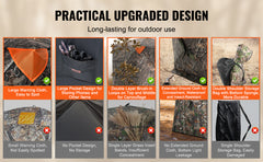 VEVOR Hunting Blind, 270° See Through Ground Blind, 2-3 Person Pop Up Deer Blind for Hunting with Carrying Bag, Portable Tent