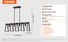 VEVOR 4-Light Kitchen Island Pendant